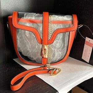 Chic Orange Transparent Crossbody Bag